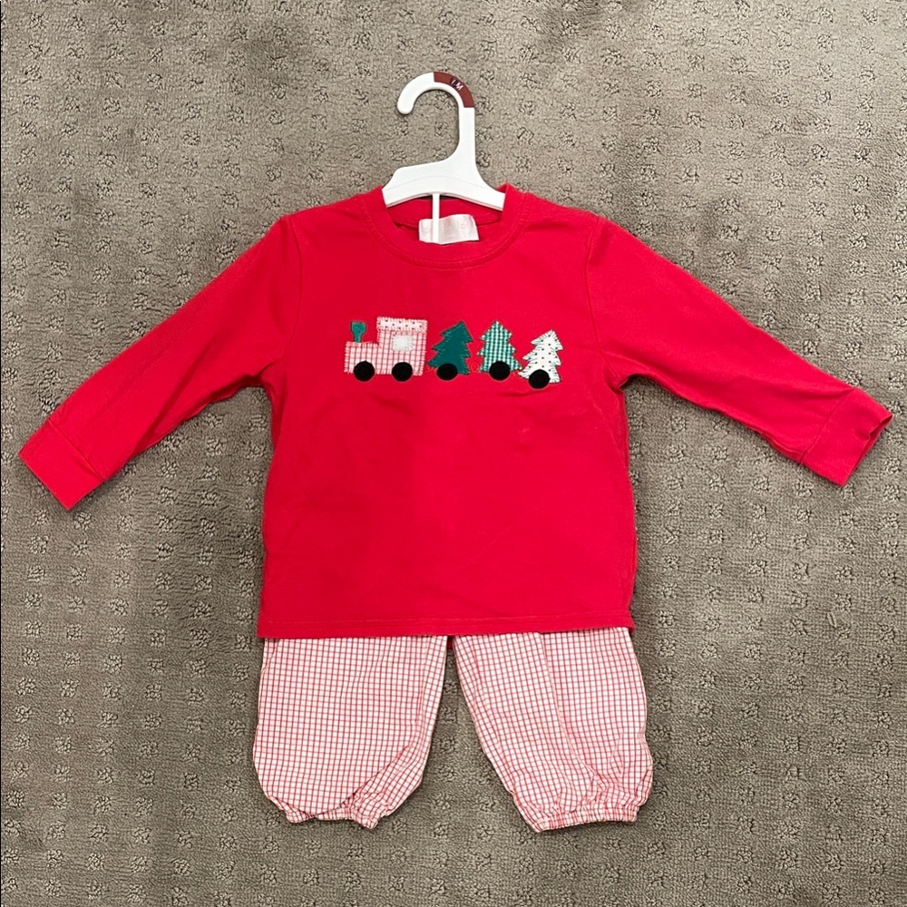 Red Kids Christmas set with Train Design